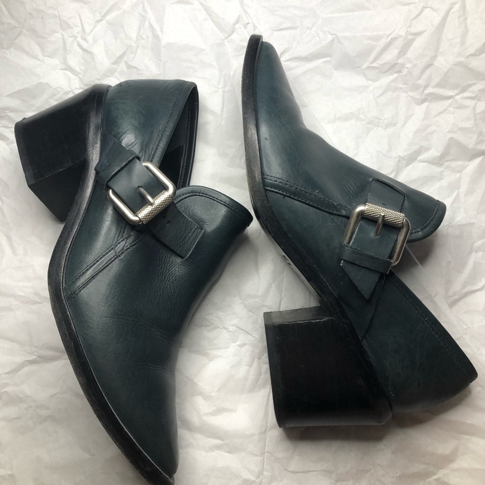 rag & bone Dark Green Ankle Boots with Silver Buckle
